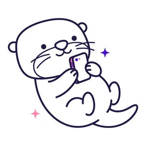 Otter relaxing with a phone